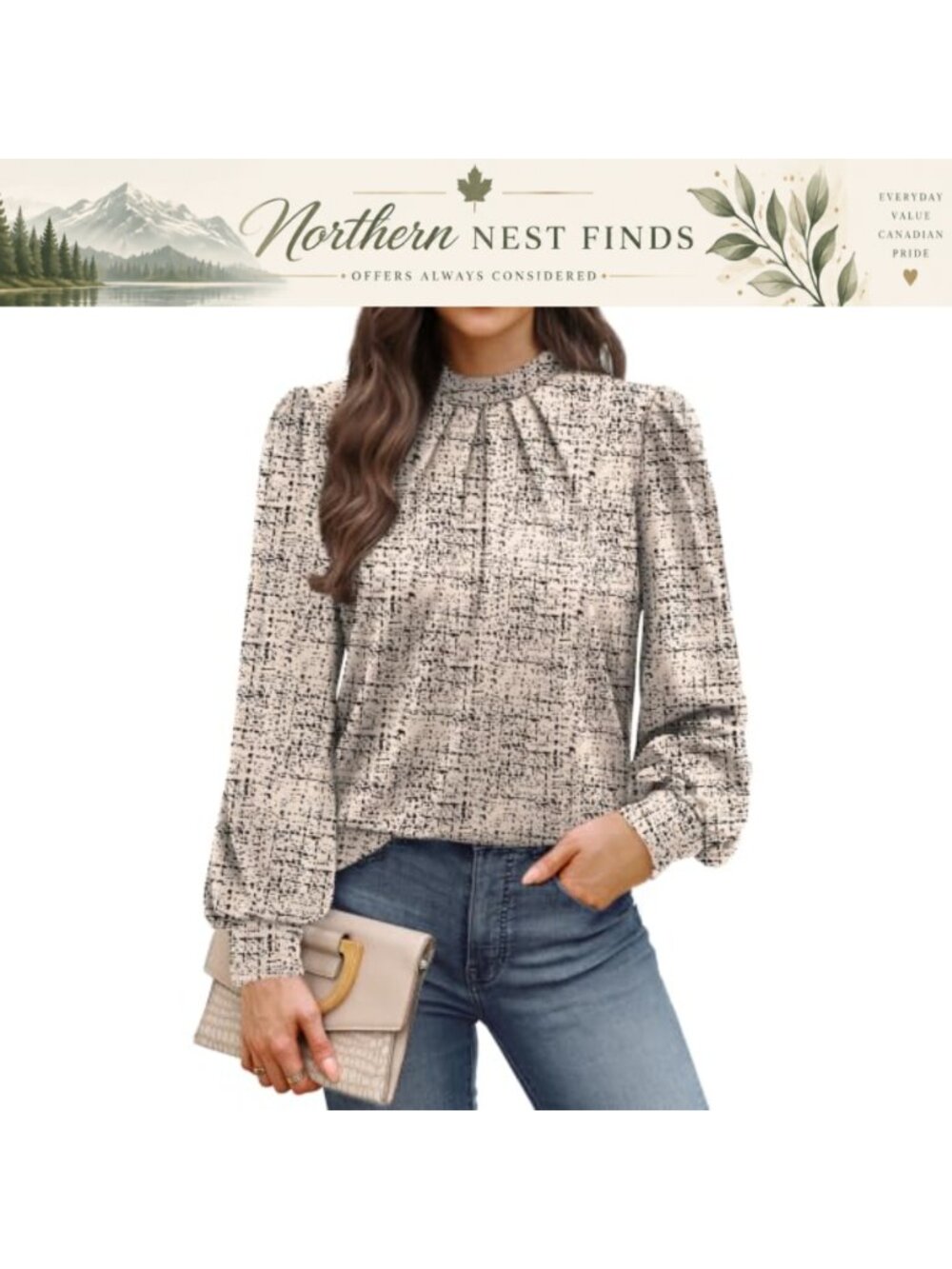Womens Mock Neck Pleated Blouse Long Sleeve Dressy Casual Tunic Top